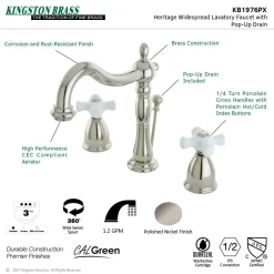 Kingston Brass Heritage 8-Inch Widespread 3-Hole Bathroom Faucet