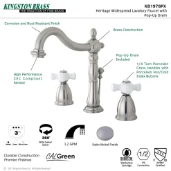 Kingston Brass Heritage 8-Inch Widespread 3-Hole Bathroom Faucet