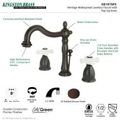 Kingston Brass Heritage 8-Inch Widespread 3-Hole Bathroom Faucet