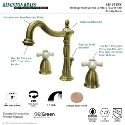 Kingston Brass Heritage 8-Inch Widespread 3-Hole Bathroom Faucet