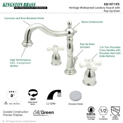 Kingston Brass Heritage 8-Inch Widespread 3-Hole Bathroom Faucet