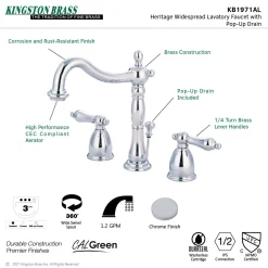 Kingston Brass Heritage 8-Inch Widespread Bathroom Faucet