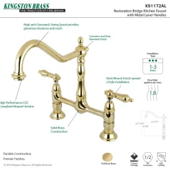 Kingston Brass Heritage Kitchen Bridge Faucet