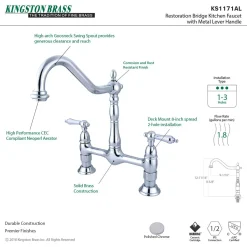 Kingston Brass Heritage Kitchen Bridge Faucet