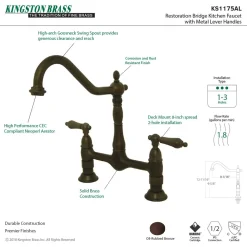 Kingston Brass Heritage Kitchen Bridge Faucet