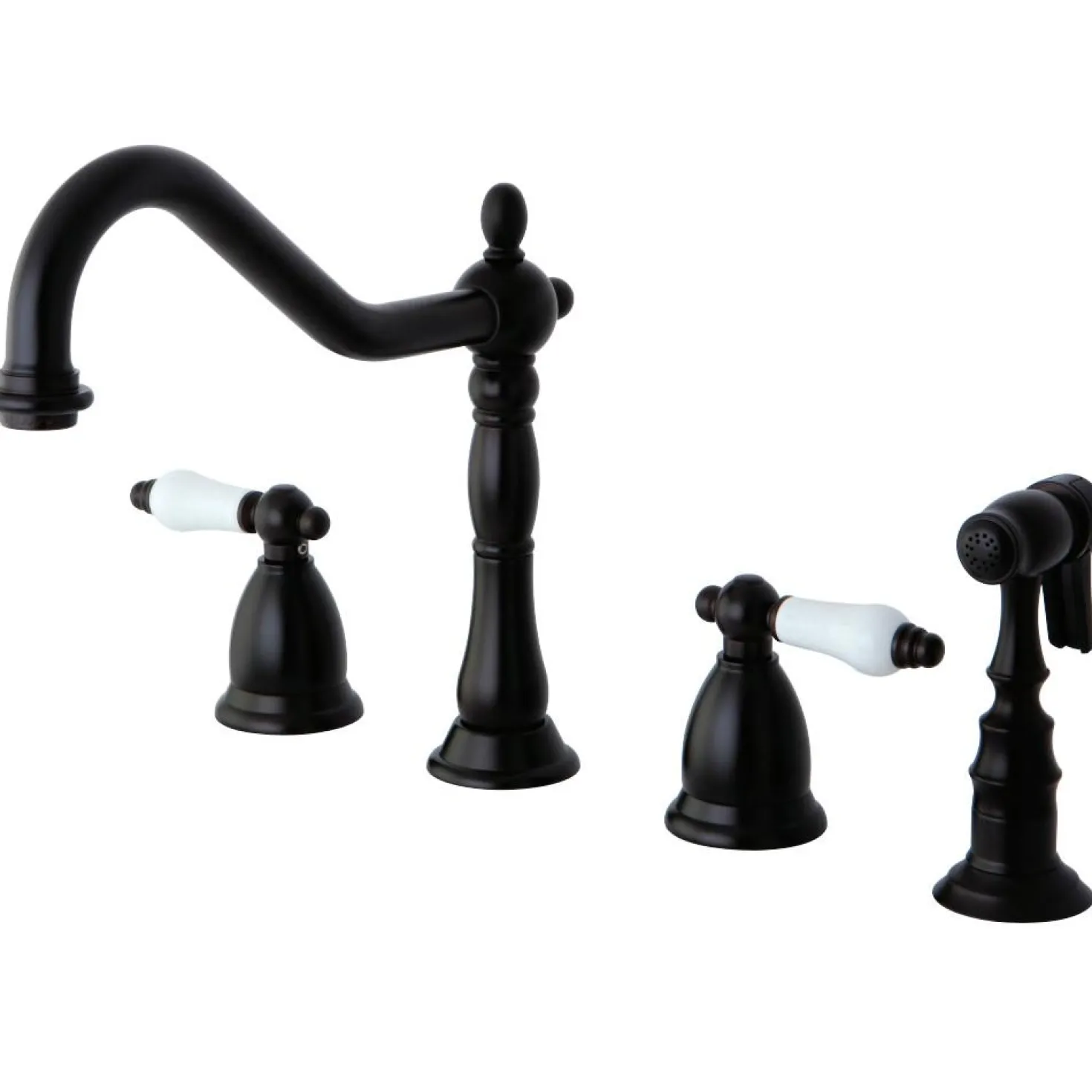 Kingston Brass Heritage Lever-Handle Widespread Kitchen Faucet