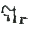 Kingston Brass Heritage Onyx Widespread Lavatory Faucet with Black Porcelain Lever Handle