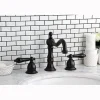 Kingston Brass Heritage Onyx Traditional Widespread Lavatory Faucet with Black Porcelain Lever Handle