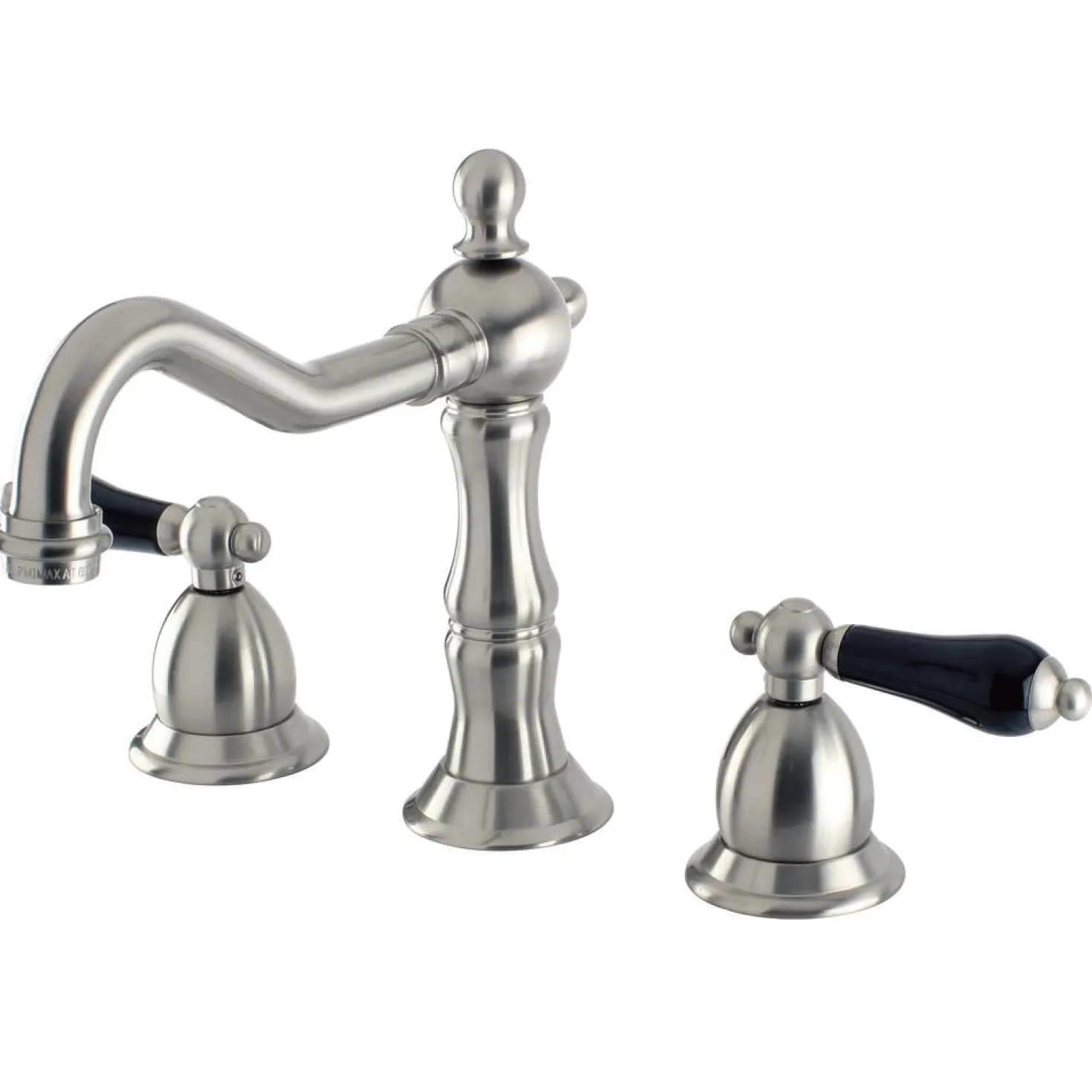 Kingston Brass Heritage Onyx Traditional Widespread Lavatory Faucet with Black Porcelain Lever Handle
