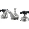 Kingston Brass Heritage Onyx Traditional Widespread Lavatory Faucet with Black Porcelain Cross Handle