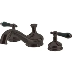 Kingston Brass Heritage Onyx Roman Tub Filler with Black Porcelain Lever Handle