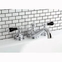 Kingston Brass Heritage Onyx Roman Tub Filler with Black Porcelain Lever Handle