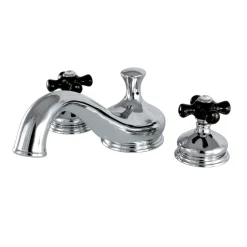Kingston Brass Heritage Onyx Roman Tub Filler with Black Porcelain Cross Handle