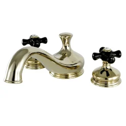 Kingston Brass Heritage Onyx Roman Tub Filler with Black Porcelain Cross Handle