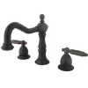 Kingston Brass Heritage Two Handle Three Hole 8" to 14" Widespread Lavatory Faucet with Brass Pop-up