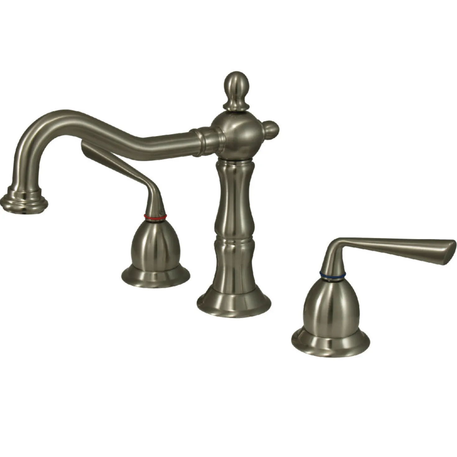Kingston Brass Heritage Two Handle 8" to 14" Widespread Three Hole Lavatory Faucet with Brass Pop-up