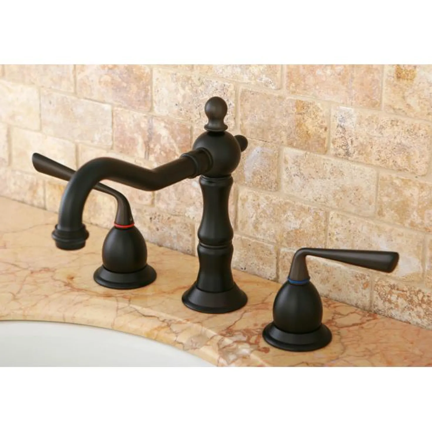 Kingston Brass Heritage Two Handle 8" to 14" Widespread Three Hole Lavatory Faucet with Brass Pop-up