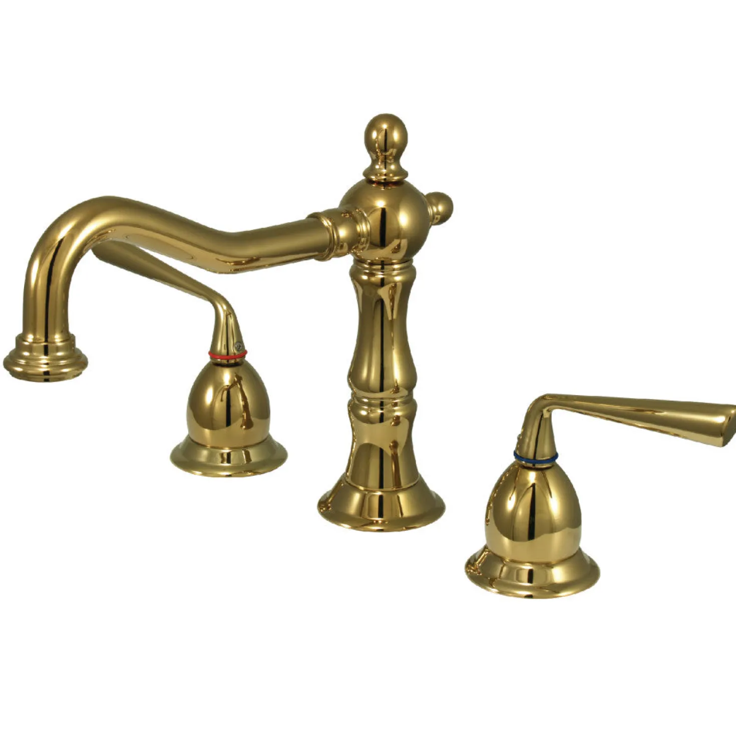 Kingston Brass Heritage Two Handle 8" to 14" Widespread Three Hole Lavatory Faucet with Brass Pop-up