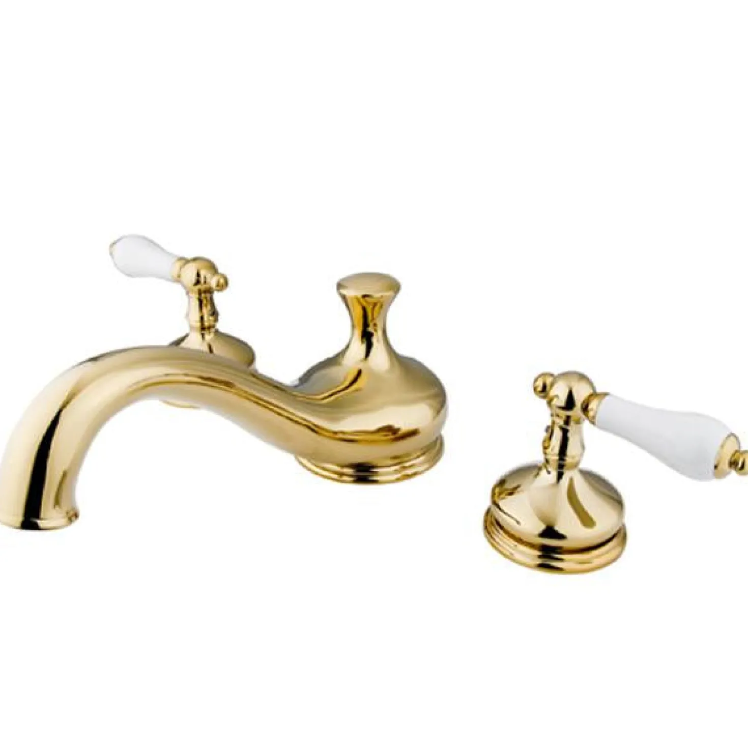 Kingston Brass Heritage Two Handle Roman Tub Filler in Polished Brass