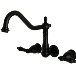 Kingston Brass Heritage Wall Mount 3-Hole Kitchen Faucet