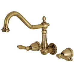 Kingston Brass Heritage Wall Mount 3-Hole Kitchen Faucet