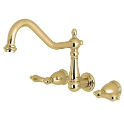 Kingston Brass Heritage Wall Mount 3-Hole Kitchen Faucet
