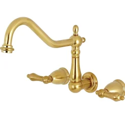 Kingston Brass Heritage Wall Mount 3-Hole Kitchen Faucet
