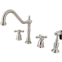 Kingston Brass Heritage Widespread Kitchen Faucet with Brass Sprayer