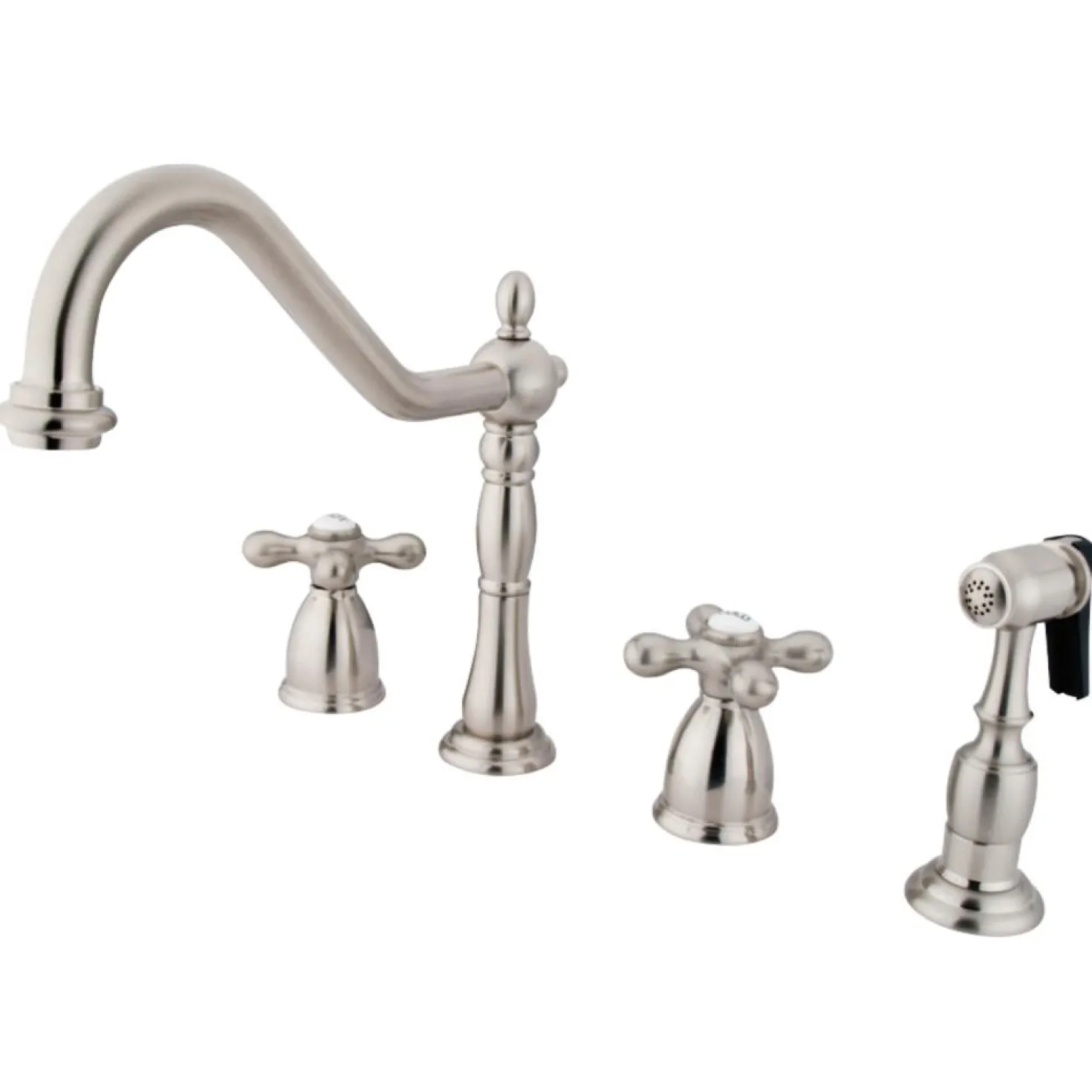 Kingston Brass Heritage Widespread Kitchen Faucet with Brass Sprayer