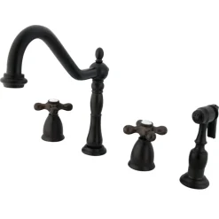 Kingston Brass Heritage Widespread Kitchen Faucet with Brass Sprayer