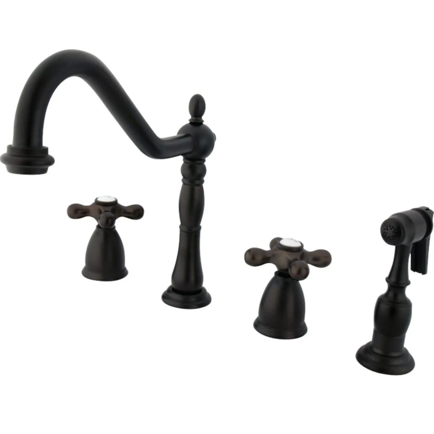 Kingston Brass Heritage Widespread Kitchen Faucet with Brass Sprayer