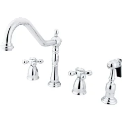 Kingston Brass Heritage Widespread Kitchen Faucet with Brass Sprayer