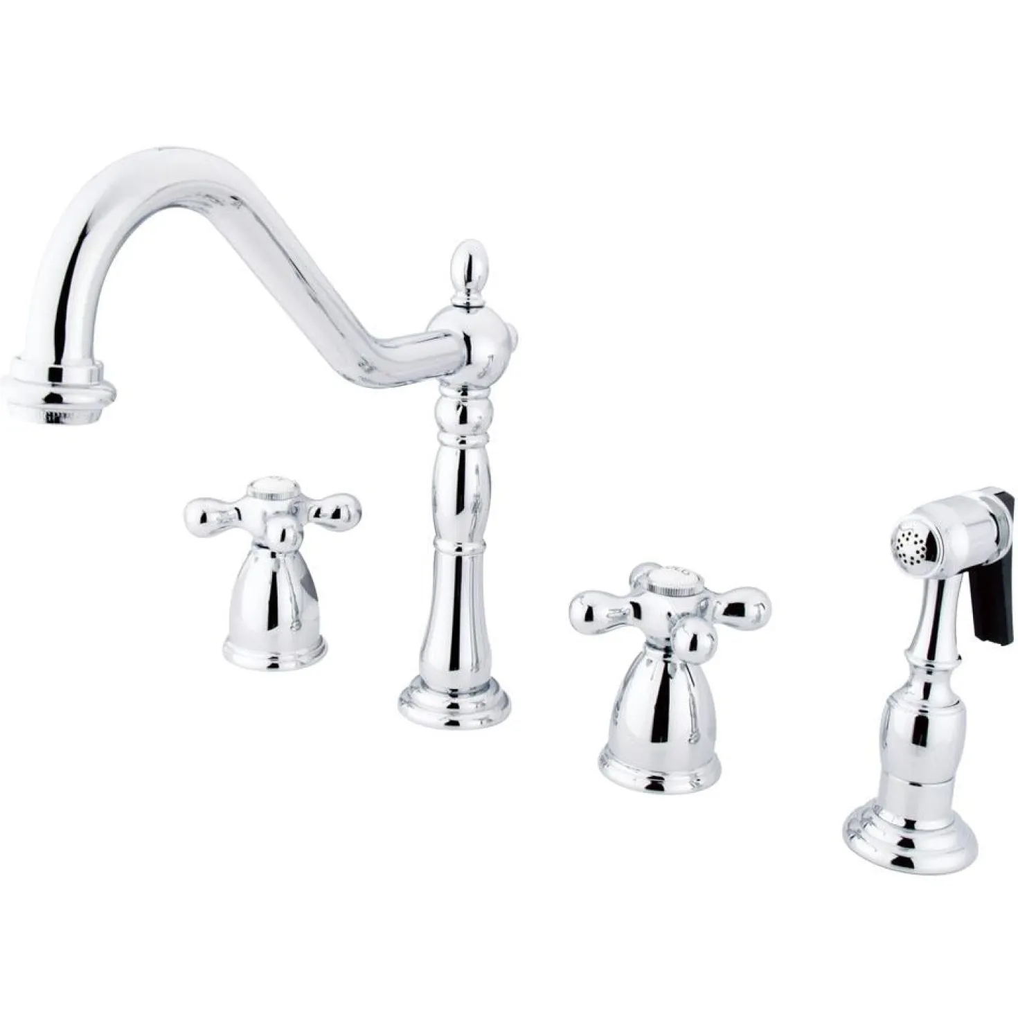 Kingston Brass Heritage Widespread Kitchen Faucet with Brass Sprayer