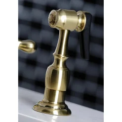 Kingston Brass Heritage Widespread Kitchen Faucet with Brass Sprayer
