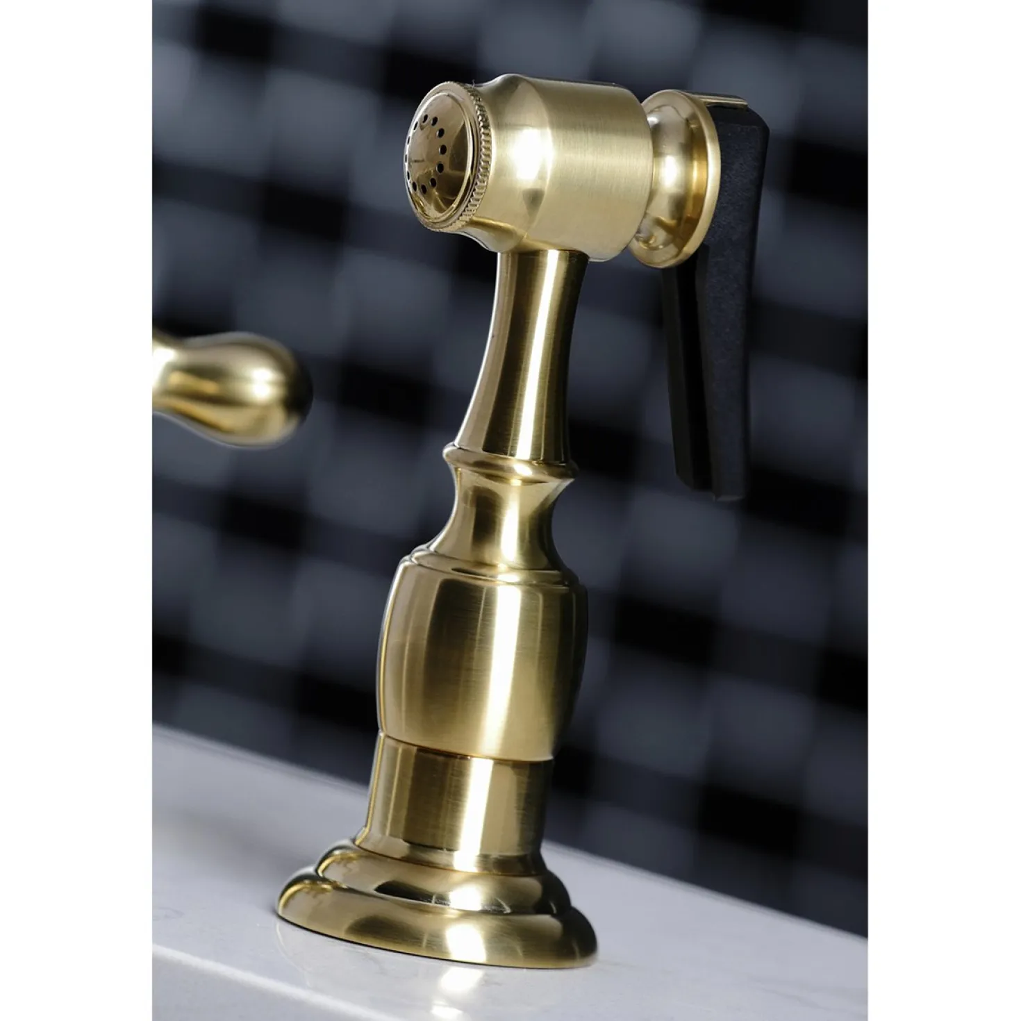 Kingston Brass Heritage Widespread Kitchen Faucet with Brass Sprayer