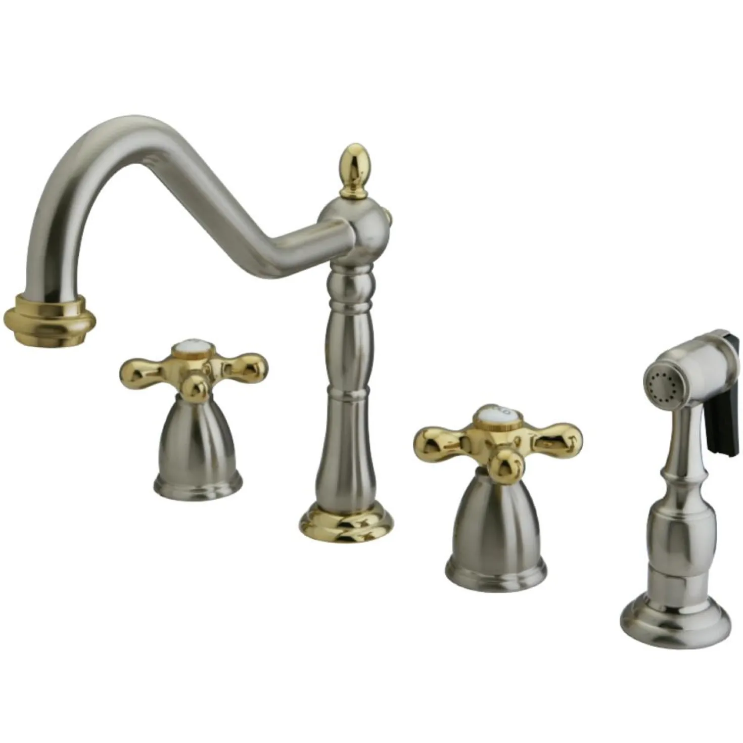 Kingston Brass Heritage Widespread Kitchen Faucet with Brass Sprayer
