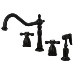 Kingston Brass Heritage Widespread Kitchen Faucet with Brass Sprayer