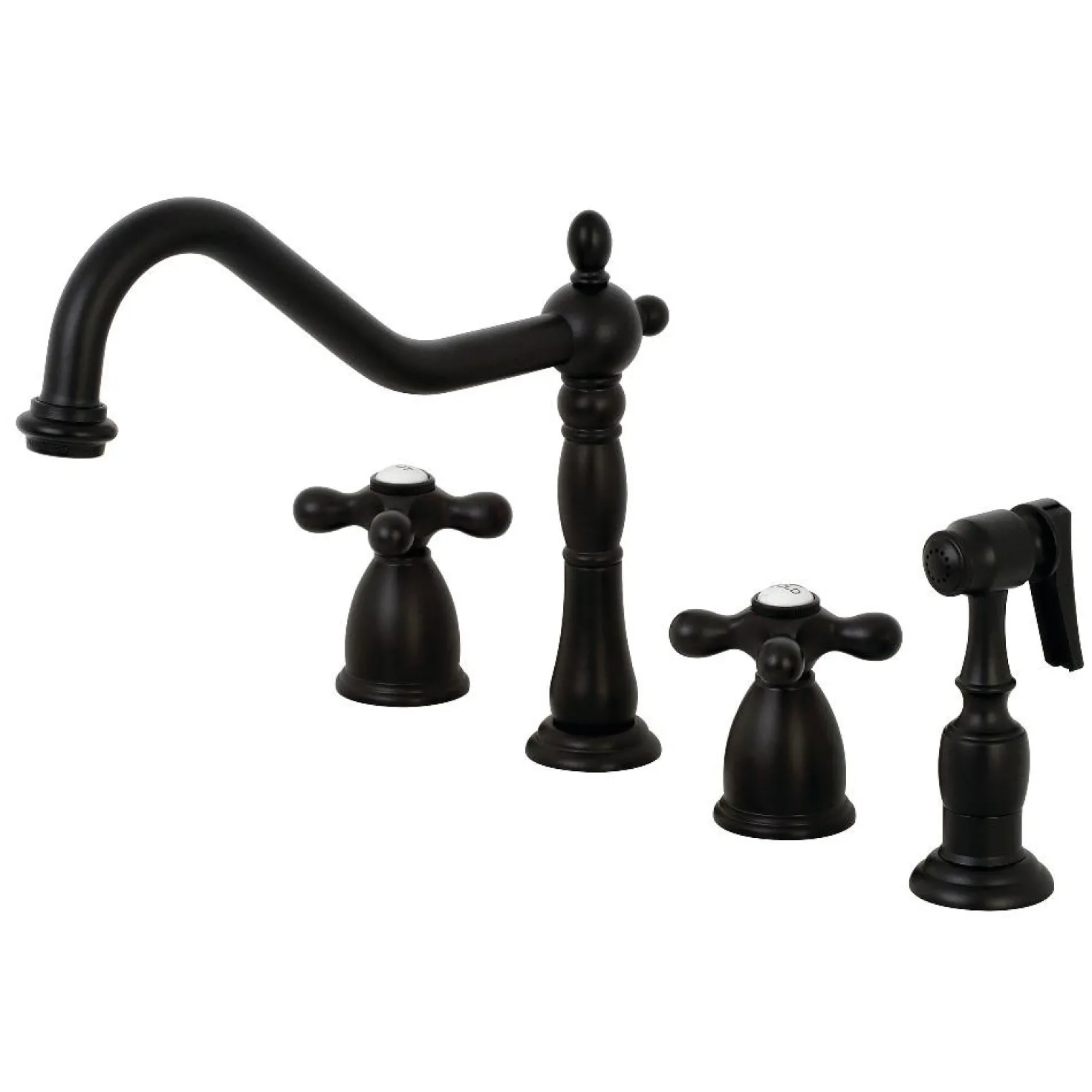 Kingston Brass Heritage Widespread Kitchen Faucet with Brass Sprayer