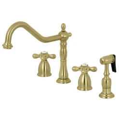 Kingston Brass Heritage Widespread Kitchen Faucet with Brass Sprayer