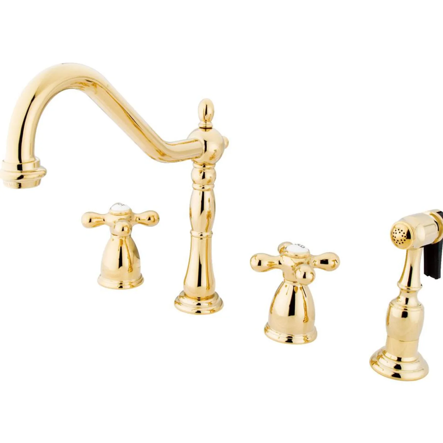 Kingston Brass Heritage Widespread Kitchen Faucet with Brass Sprayer