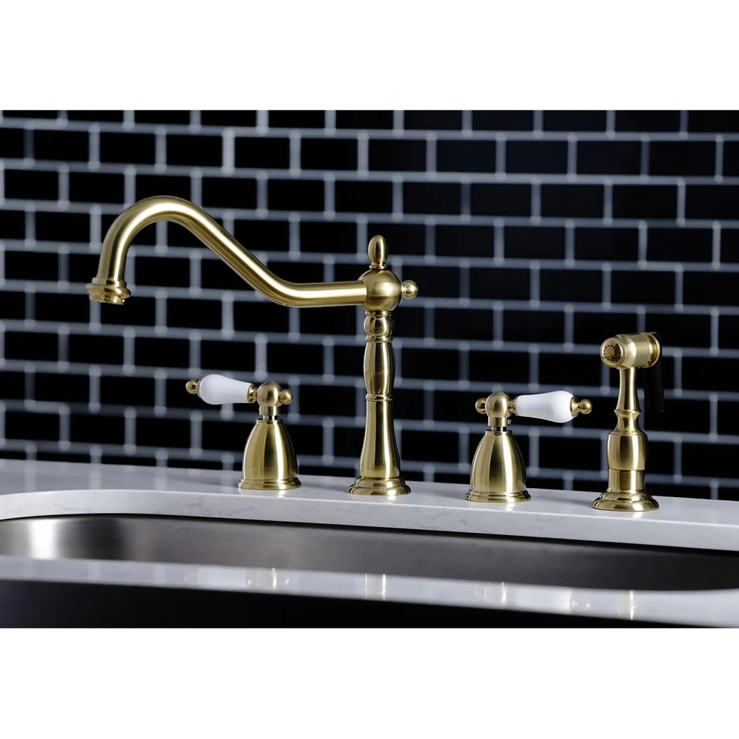 Kingston Brass Heritage Widespread 4-Hole Kitchen Faucet