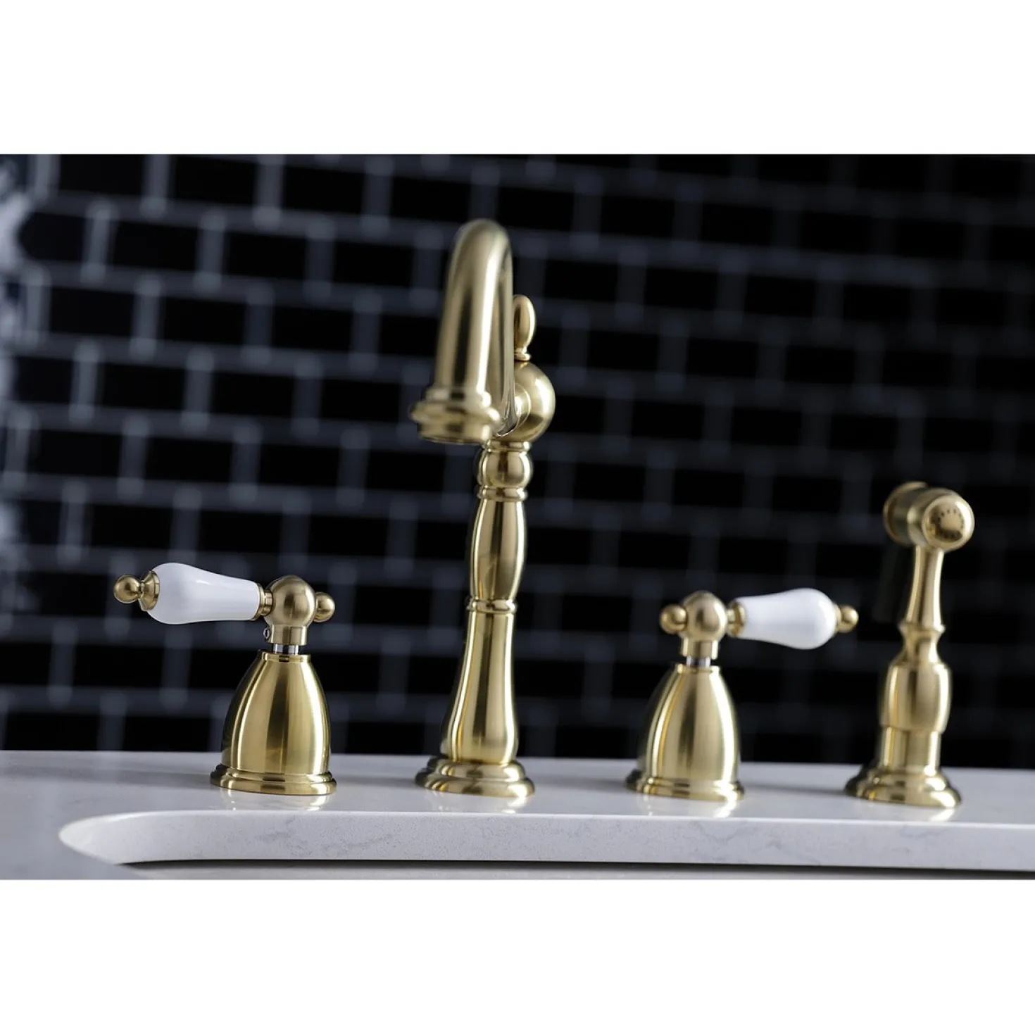 Kingston Brass Heritage Widespread 4-Hole Kitchen Faucet