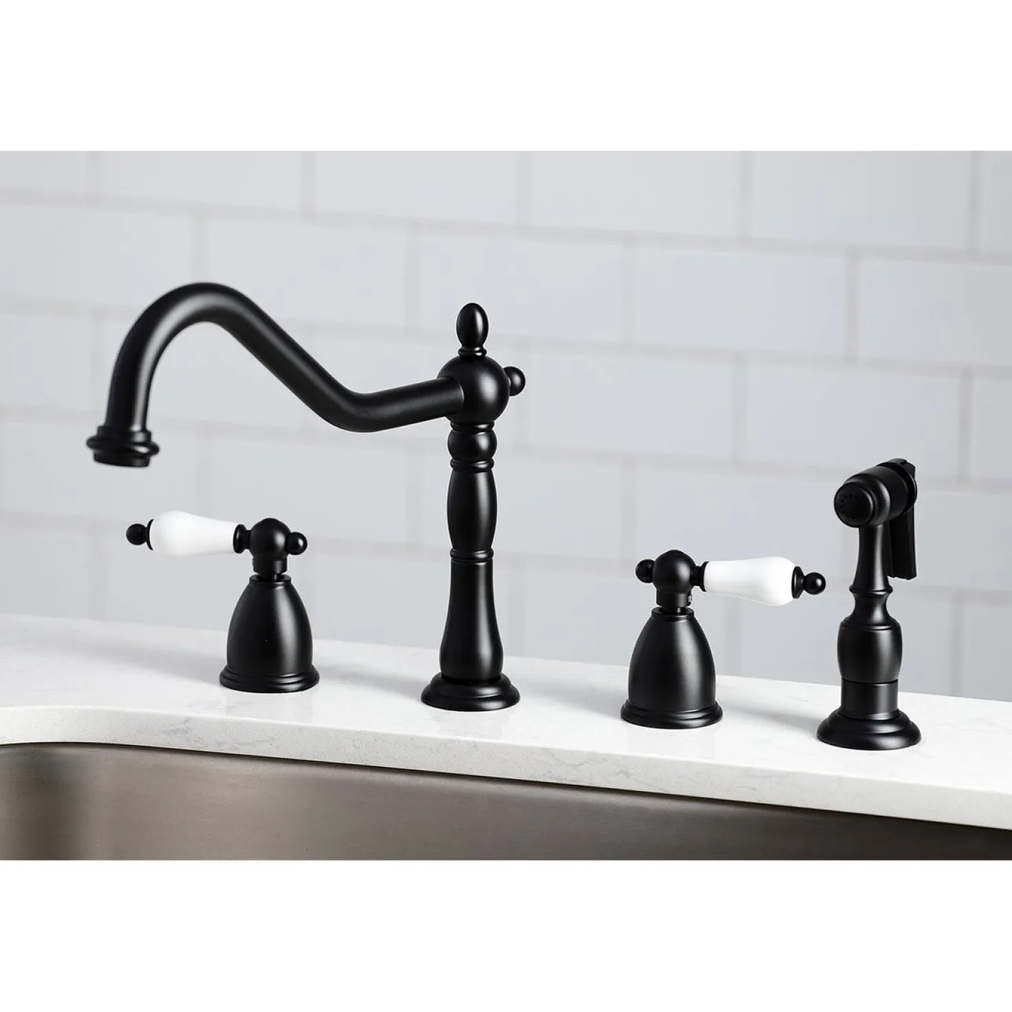 Kingston Brass Heritage Widespread 4-Hole Kitchen Faucet