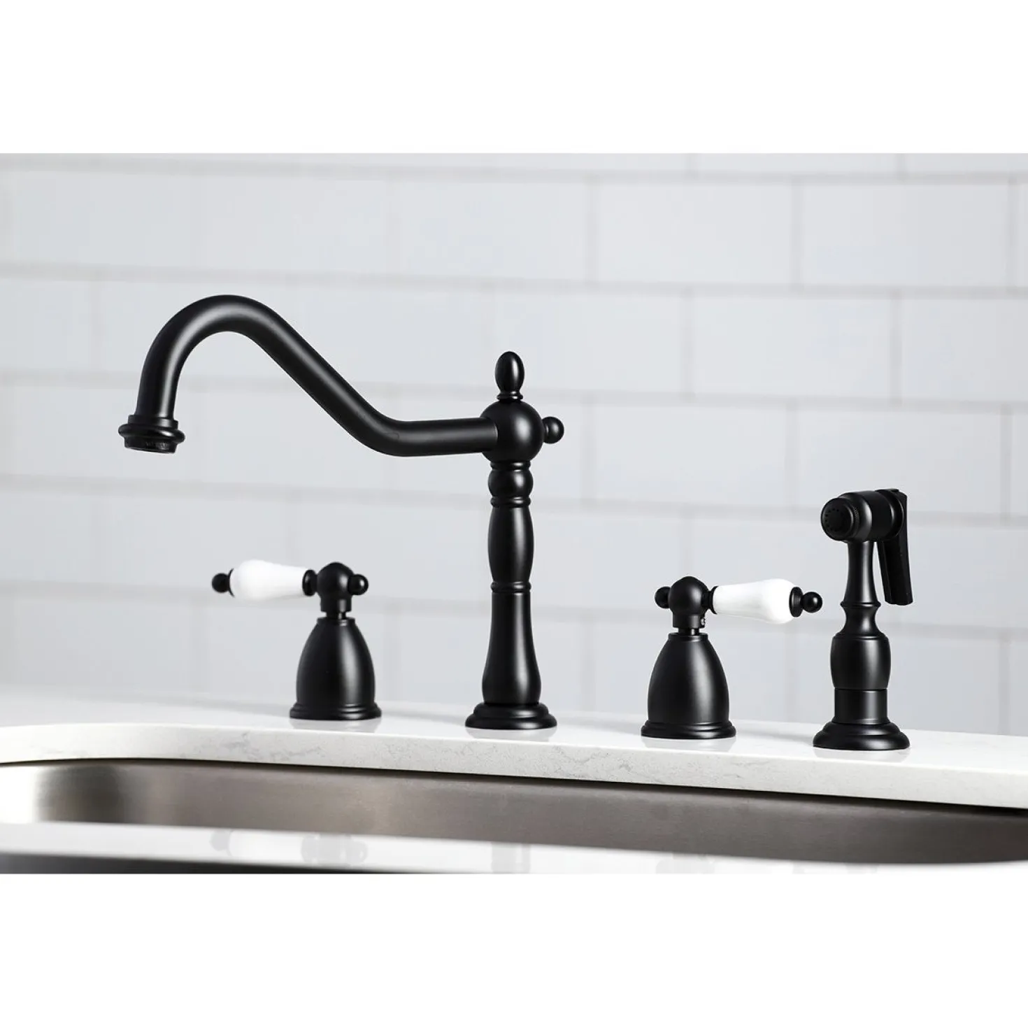 Kingston Brass Heritage Widespread 4-Hole Kitchen Faucet