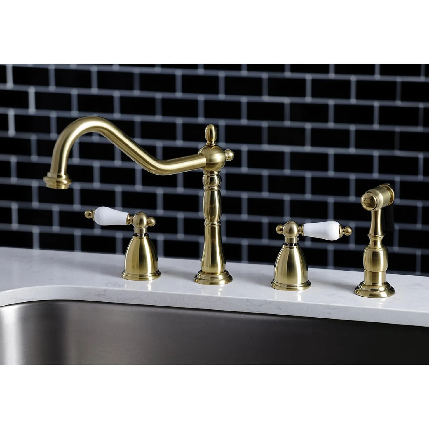 Kingston Brass Heritage Widespread 4-Hole Kitchen Faucet