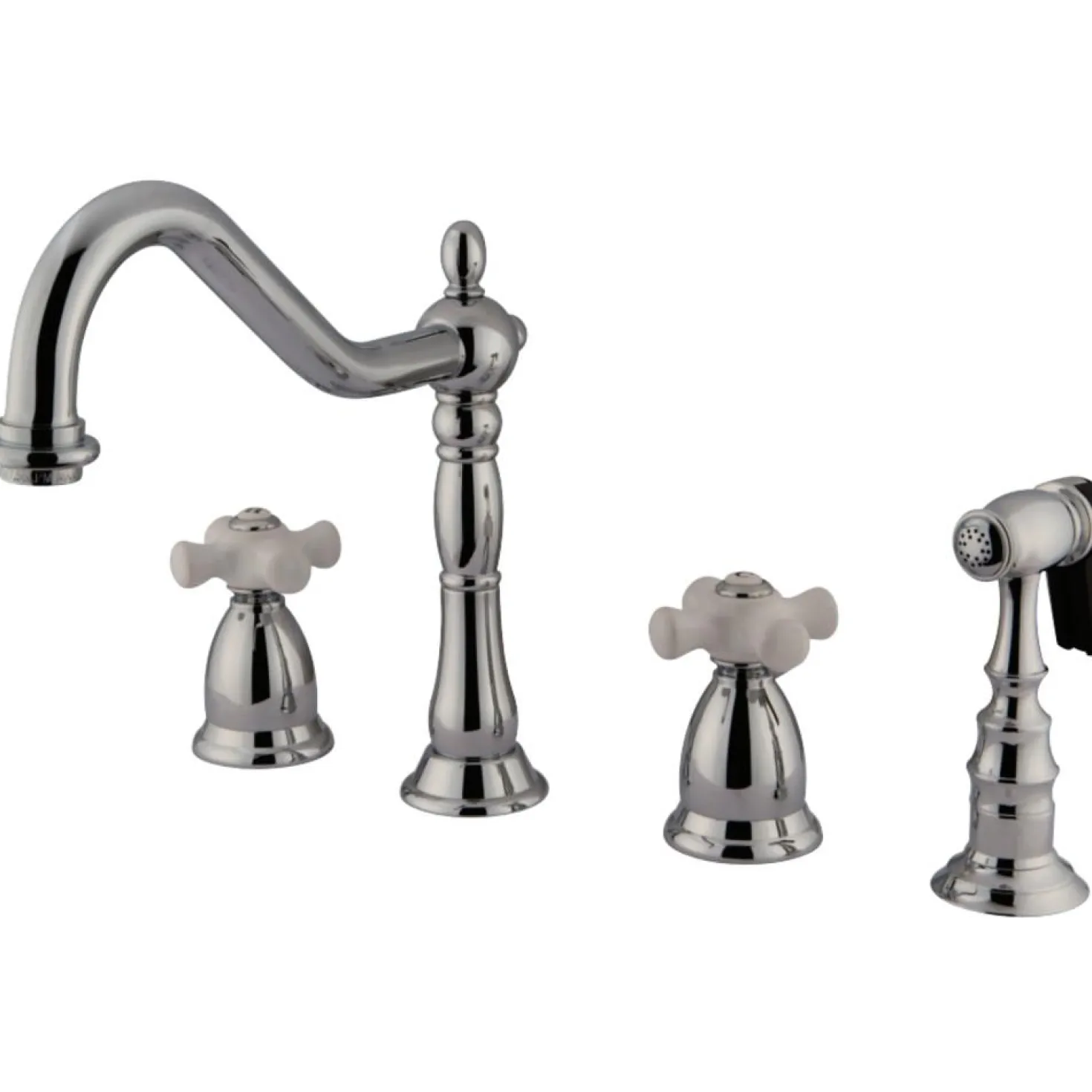 Kingston Brass Heritage Widespread Deck Mount 4-Hole Kitchen Faucet