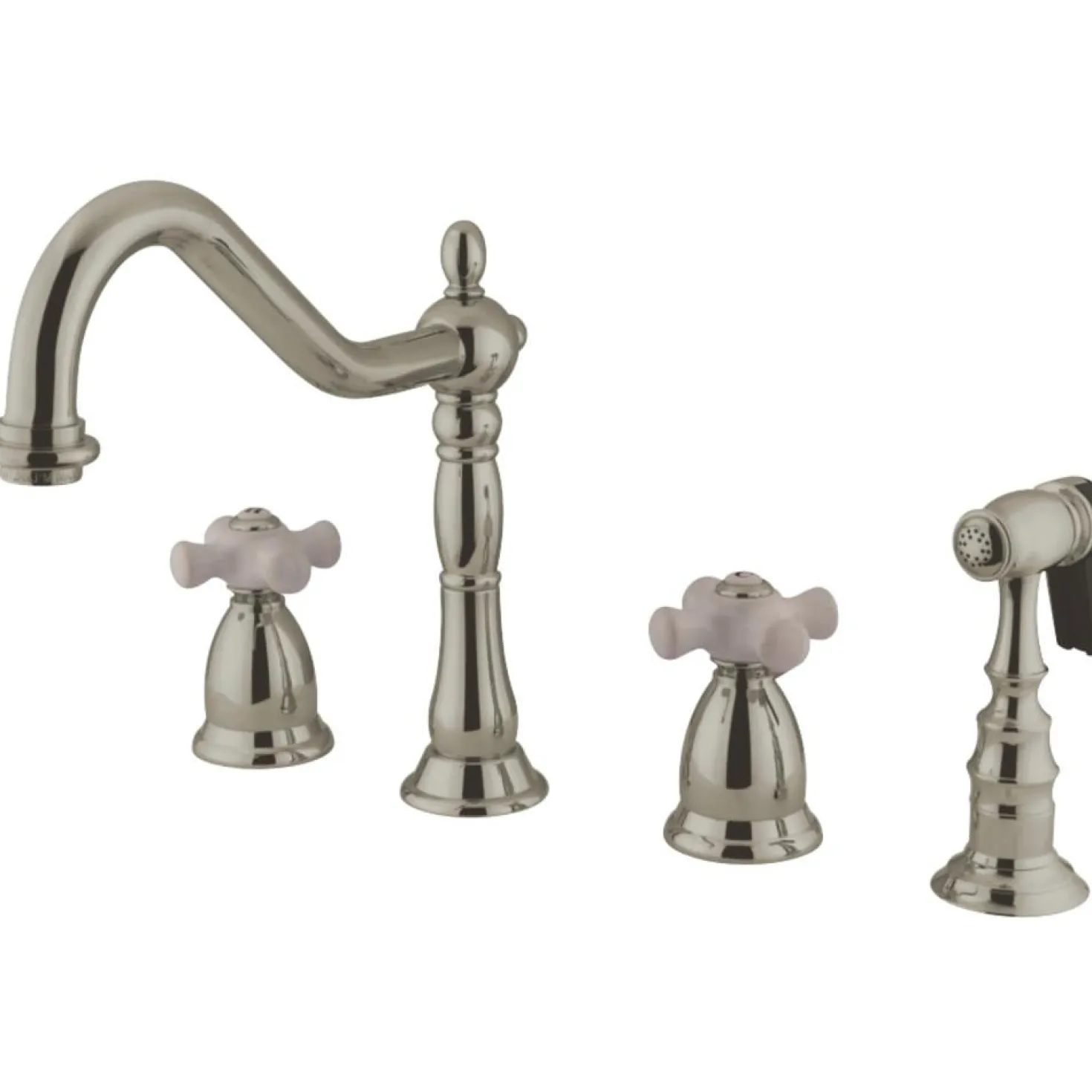 Kingston Brass Heritage Widespread Deck Mount 4-Hole Kitchen Faucet