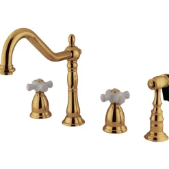 Kingston Brass Heritage Widespread Deck Mount 4-Hole Kitchen Faucet