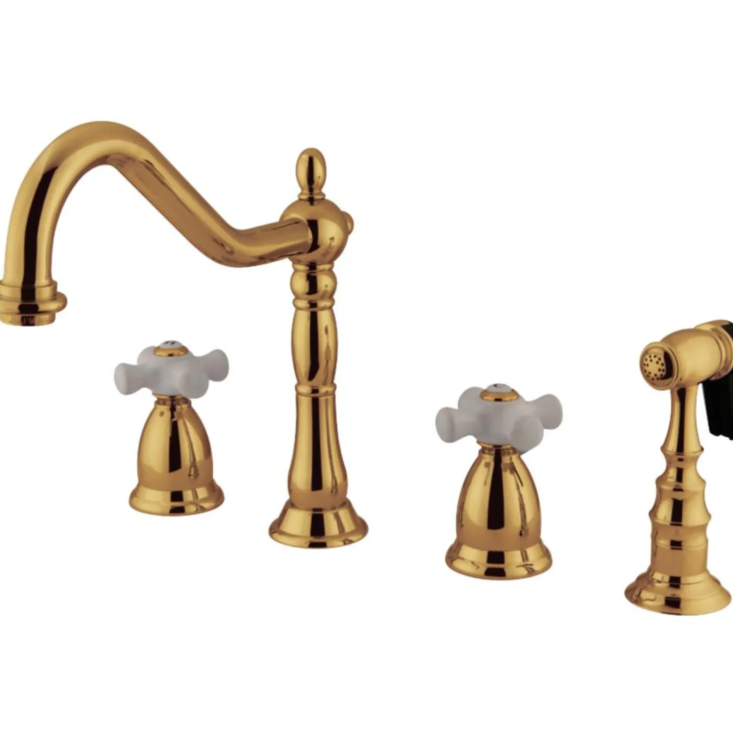Kingston Brass Heritage Widespread Deck Mount 4-Hole Kitchen Faucet