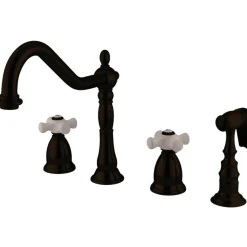 Kingston Brass Heritage Widespread Deck Mount 4-Hole Kitchen Faucet